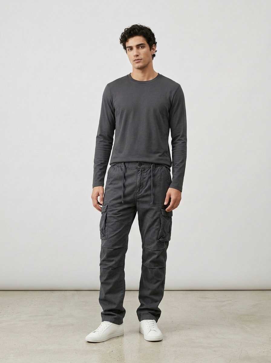 Loose Fit Vintage Straight Leg Men's Cargo Pants for Summer Casual Wear