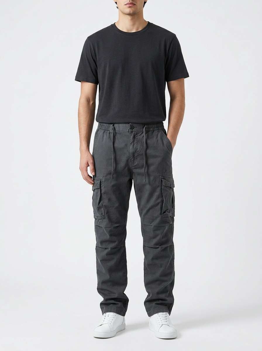Loose Fit Vintage Straight Leg Men's Cargo Pants for Summer Casual Wear