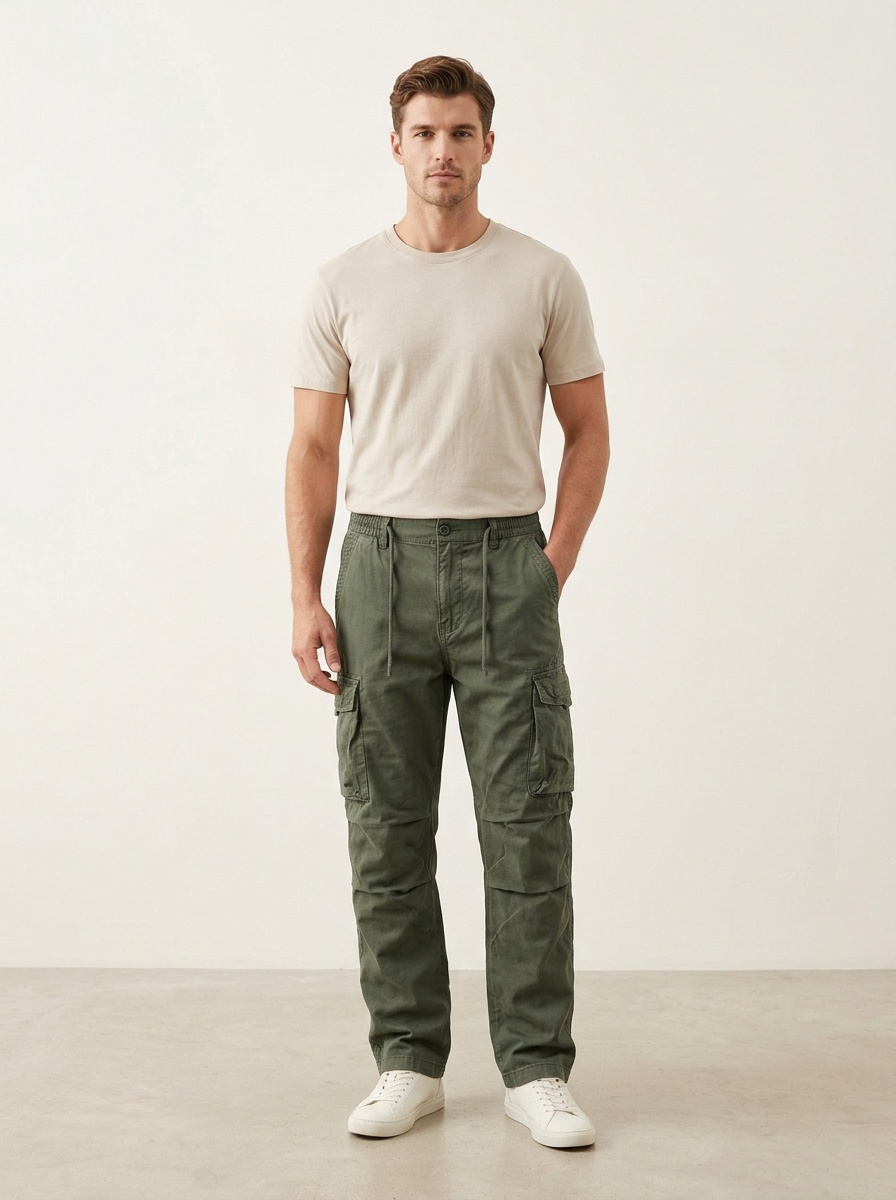 Loose Fit Vintage Straight Leg Men's Cargo Pants for Summer Casual Wear