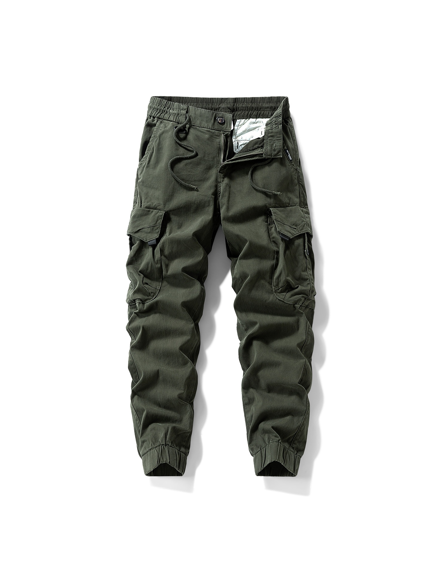 Vintage Multi-Pocket Cuffed Men's Cargo Pants for Outdoor Casual Wear