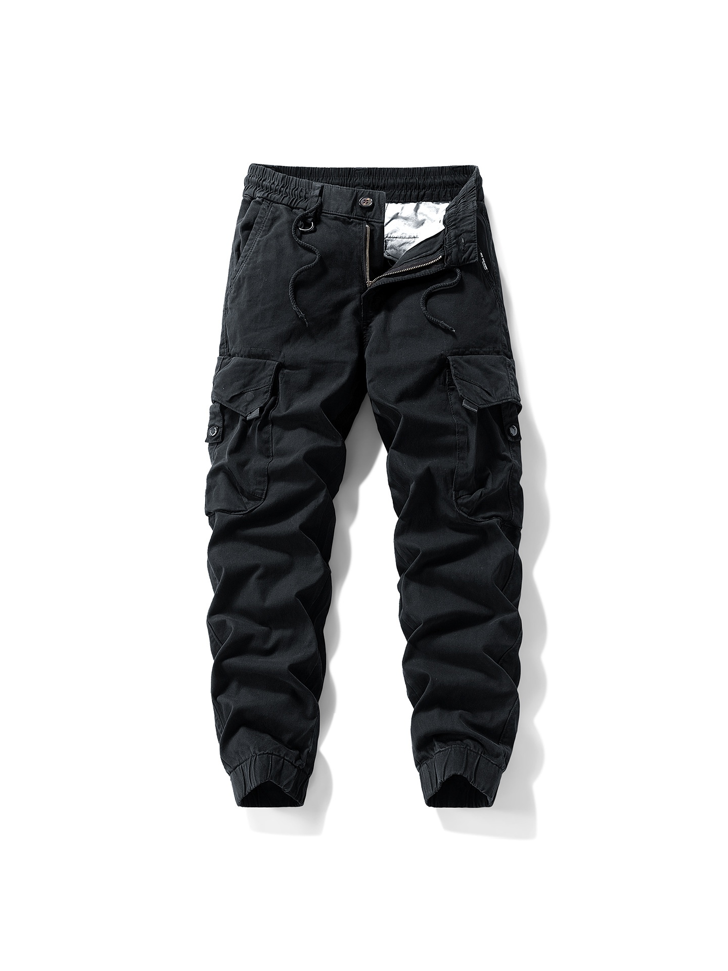 Vintage Multi-Pocket Cuffed Men's Cargo Pants for Outdoor Casual Wear