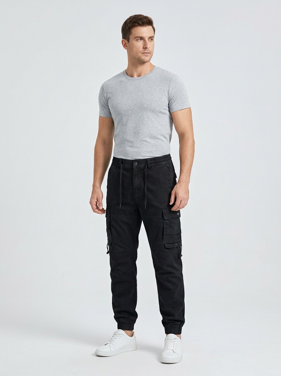 Simple Straight Fit Multi-Pocket Men's Cargo Pants for Casual Wear