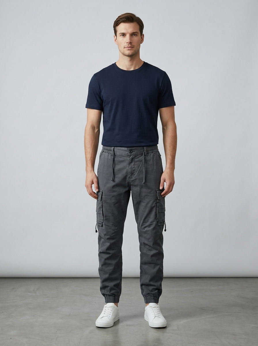Simple Straight Fit Multi-Pocket Men's Cargo Pants for Casual Wear