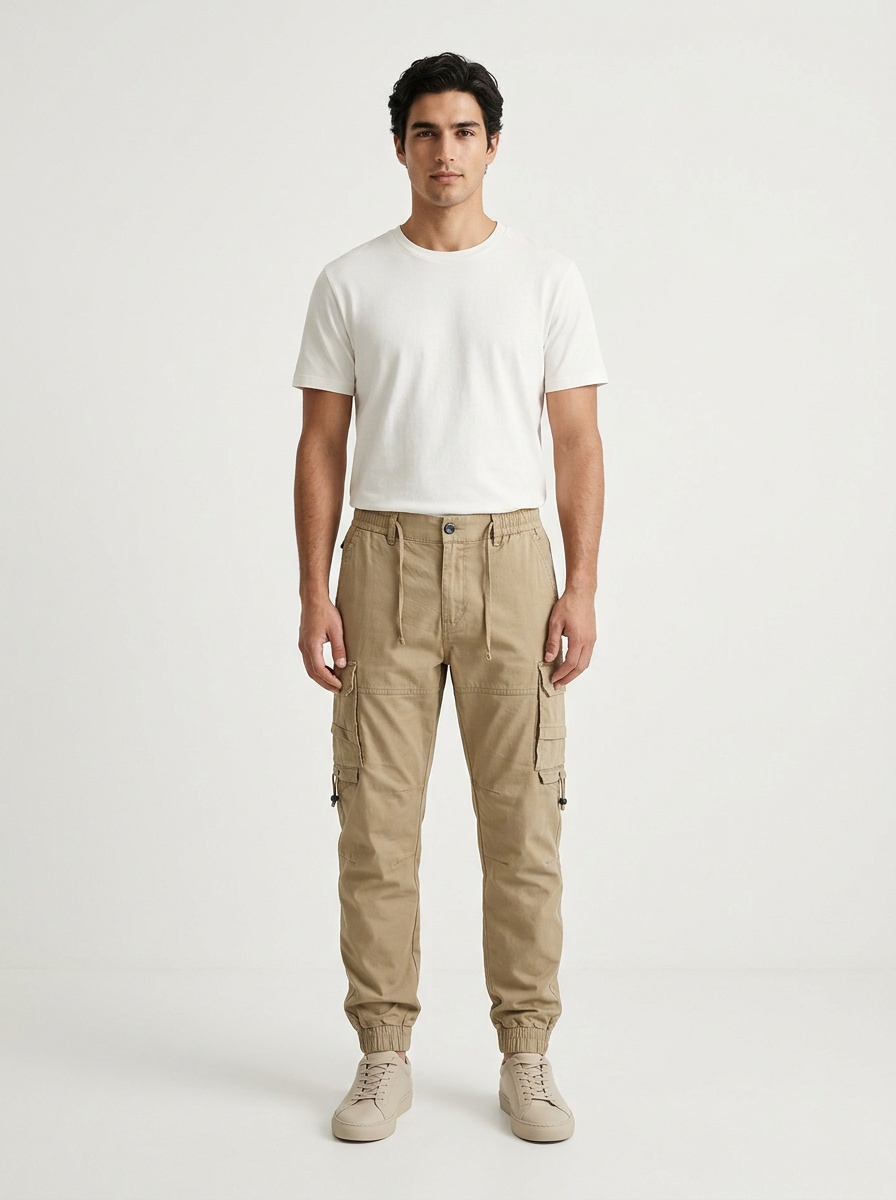 Simple Straight Fit Multi-Pocket Men's Cargo Pants for Casual Wear