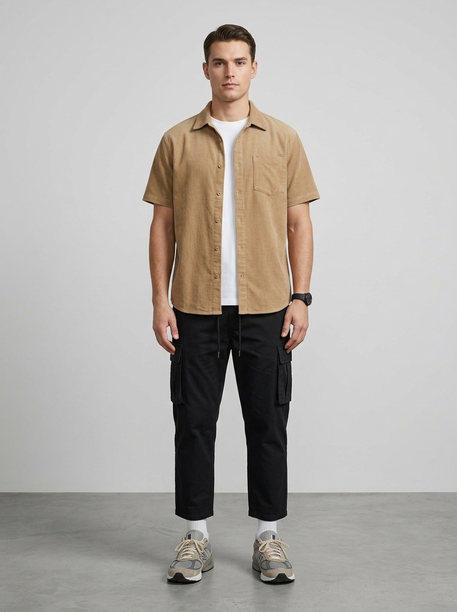 Relaxed Fit Multi-Pocket Functional Men's Cropped Cargo Pants