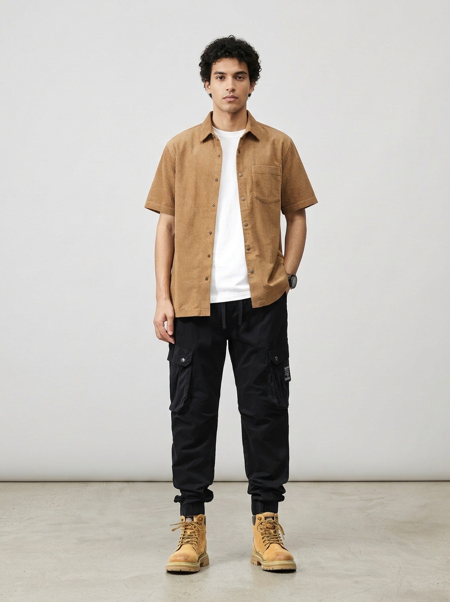 Vintage Straight Fit Relaxed Men's Cargo Pants for Summer Casual Wear