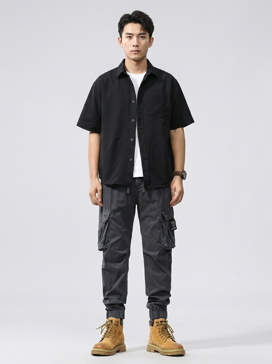 Vintage Straight Fit Relaxed Men's Cargo Pants for Summer Casual Wear