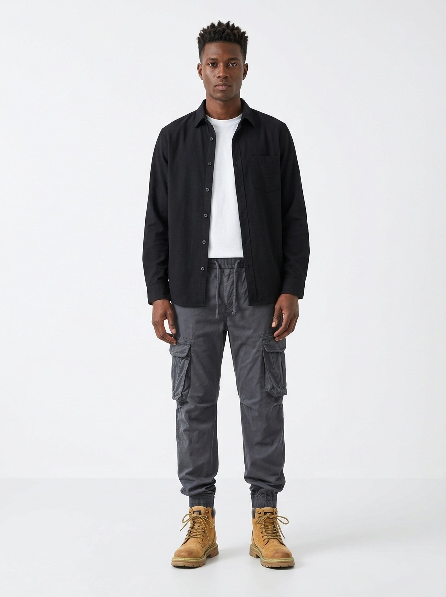 Heavyweight Relaxed Fit Tapered Men's Cargo Pants for Casual Wear