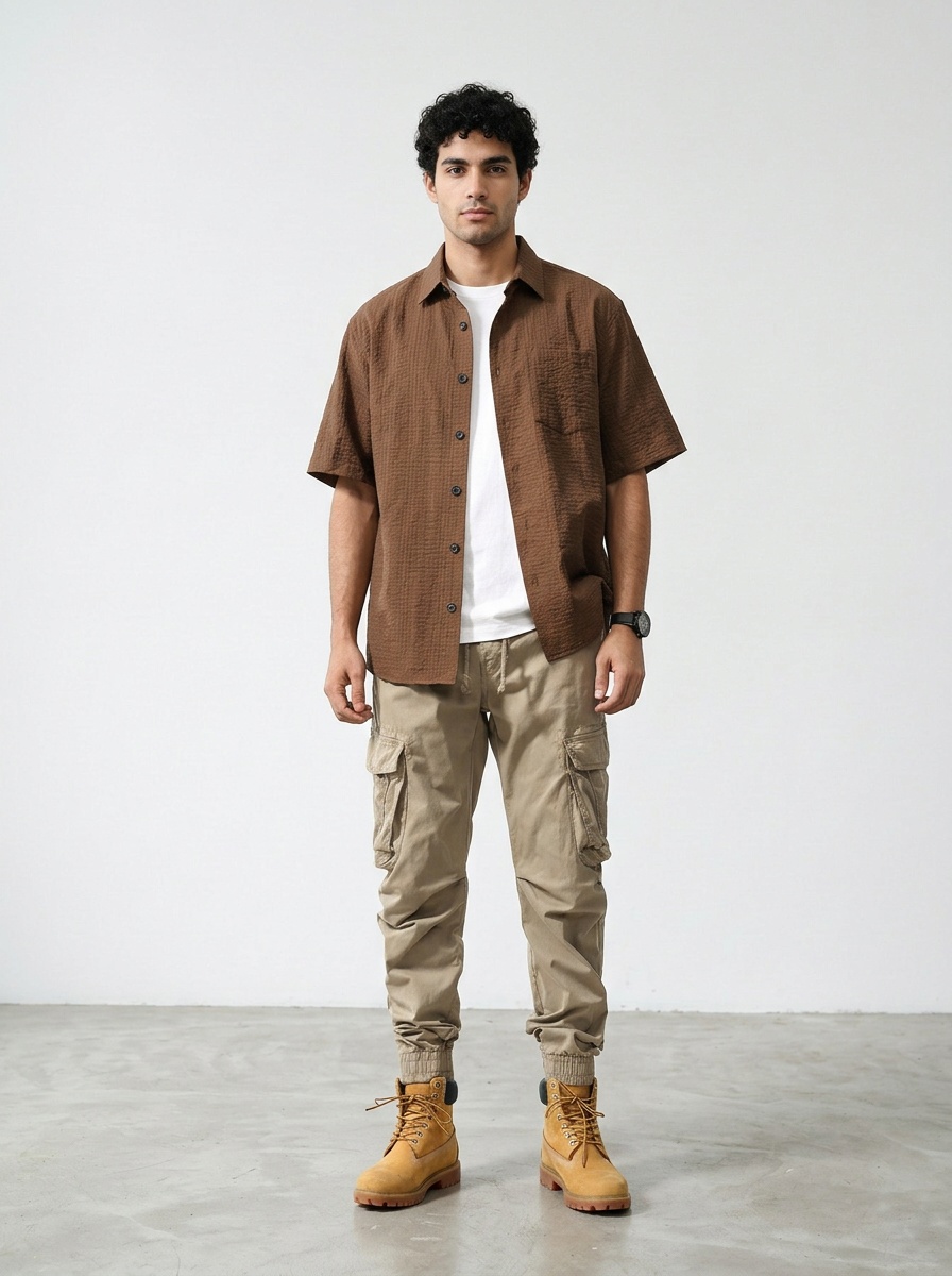 Heavyweight Relaxed Fit Tapered Men's Cargo Pants for Casual Wear