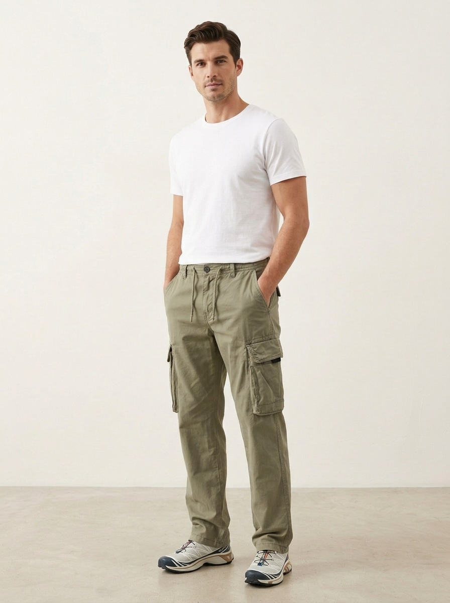Loose Fit Straight Leg Men's Cargo Pants for Spring Casual Wear