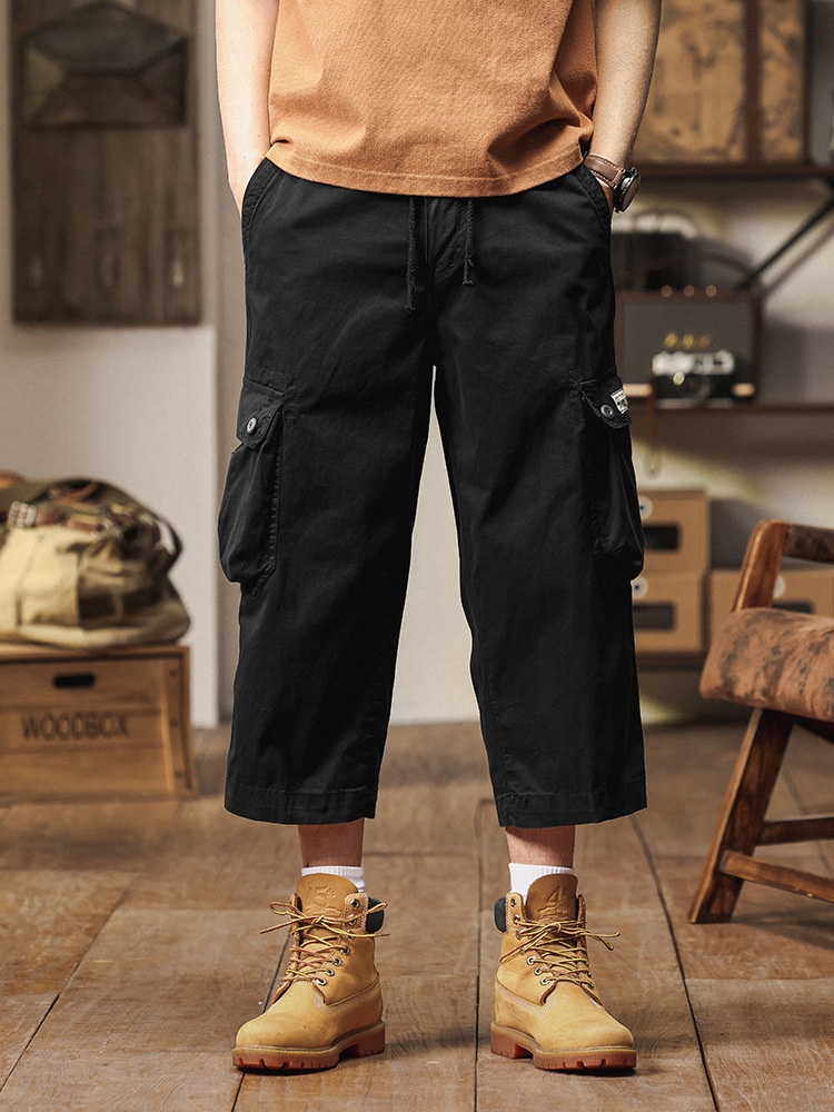 Straight Fit Multi-Pocket Men's Cargo Pants in Cropped Length