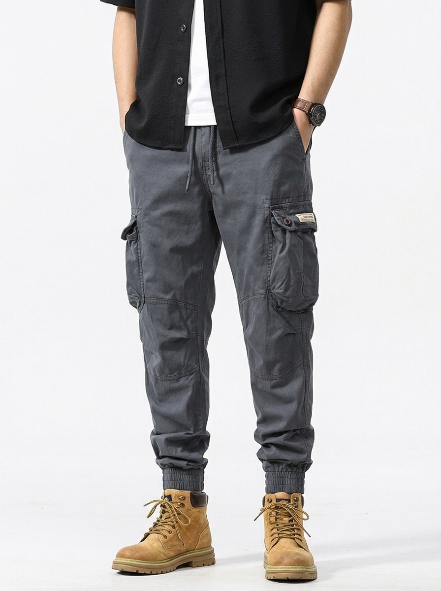 Pleated Functional Stretch Men's Cargo Pants for Outdoor Casual Wear