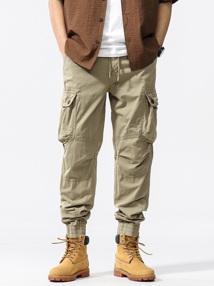 Pleated Functional Stretch Men's Cargo Pants for Outdoor Casual Wear