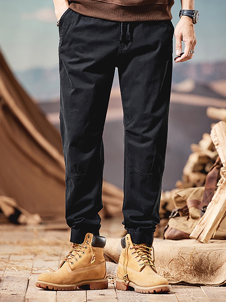 Relaxed Fit Minimalist Drawstring Men's Cargo Pants