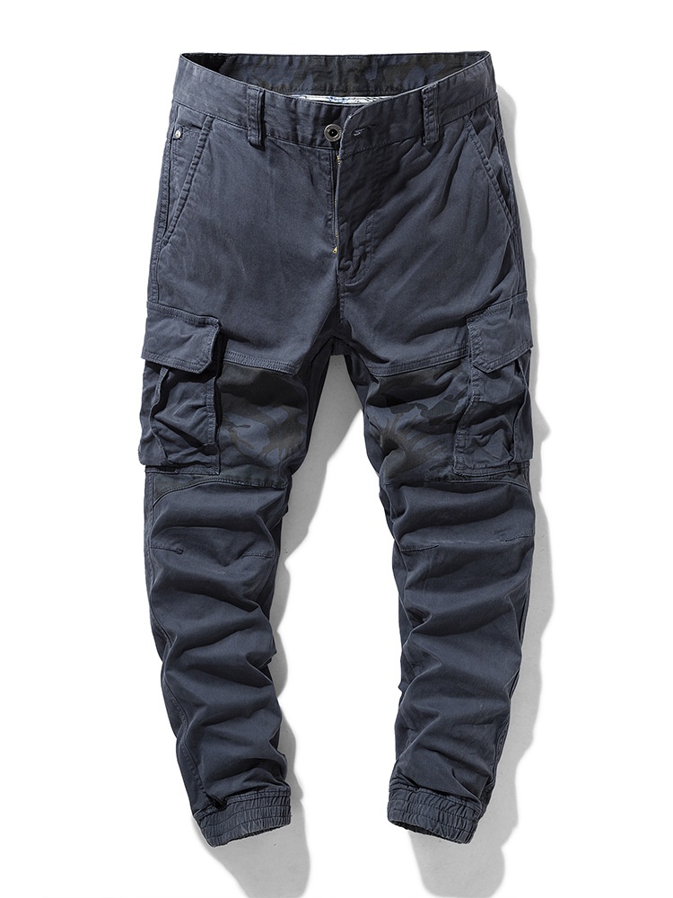 Vintage Style Stretch Slim Fit Men's Tapered Cargo Pants for Outdoor Casual Wear