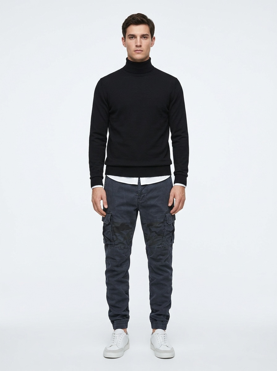 Vintage Style Stretch Slim Fit Men's Tapered Cargo Pants for Outdoor Casual Wear