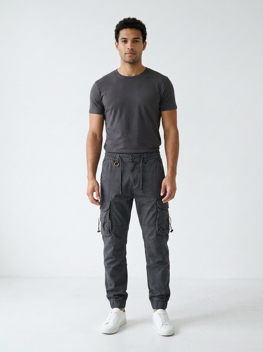 Multi-Pocket Cuffed Men's Cargo Pants for Versatile Casual Wear