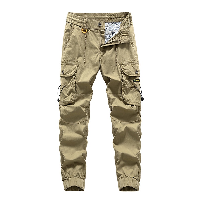 Multi-Pocket Cuffed Men's Cargo Pants for Versatile Casual Wear