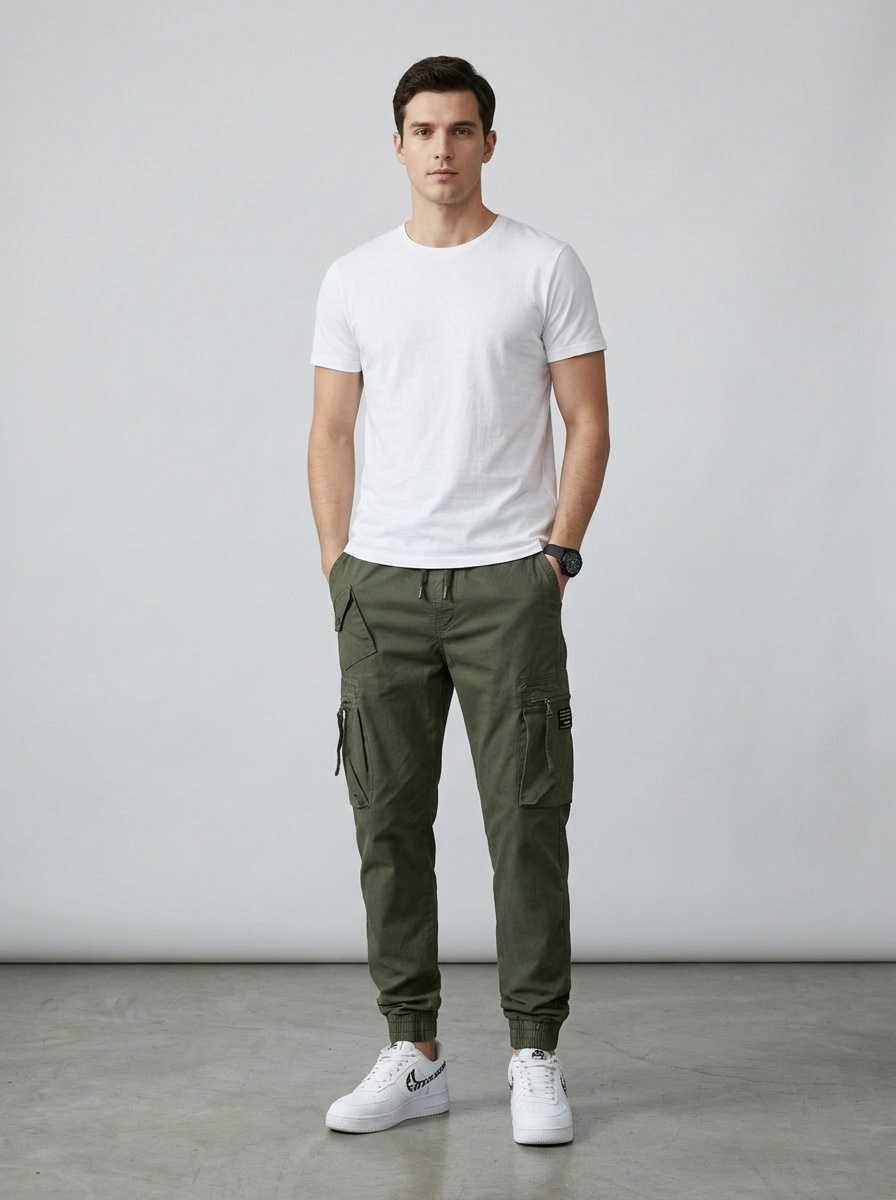 Lightweight Stretch Fit Multi-Pocket Men's Cargo Pants for Outdoor Casual Wear