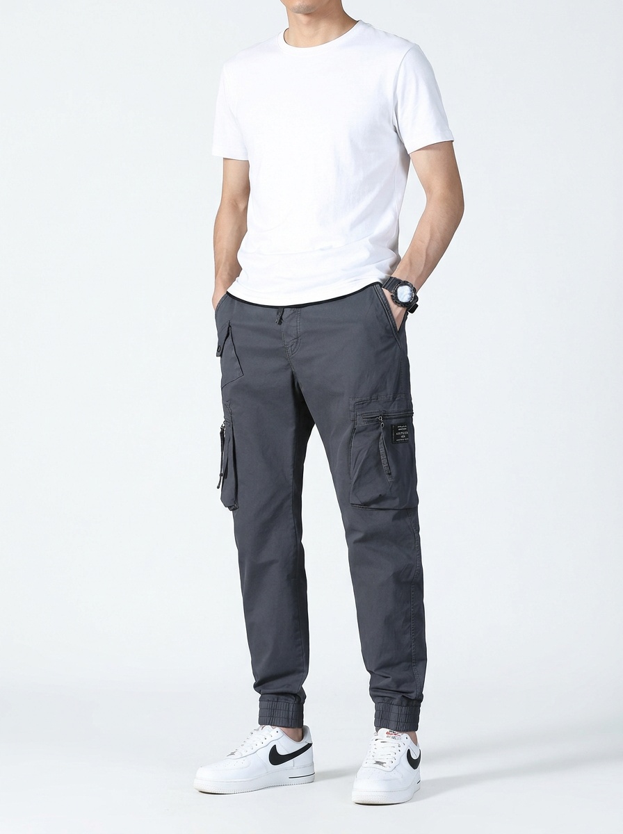 Lightweight Stretch Fit Multi-Pocket Men's Cargo Pants for Outdoor Casual Wear