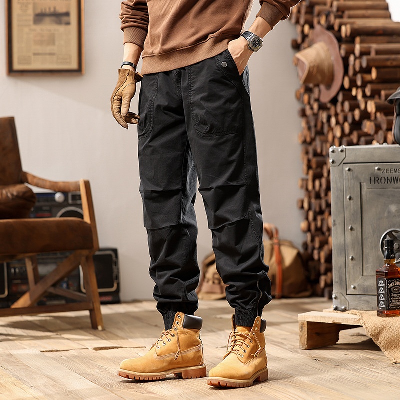 Pleated Multi-Pocket Stretch Fit Men's Cargo Pants for Casual Wear