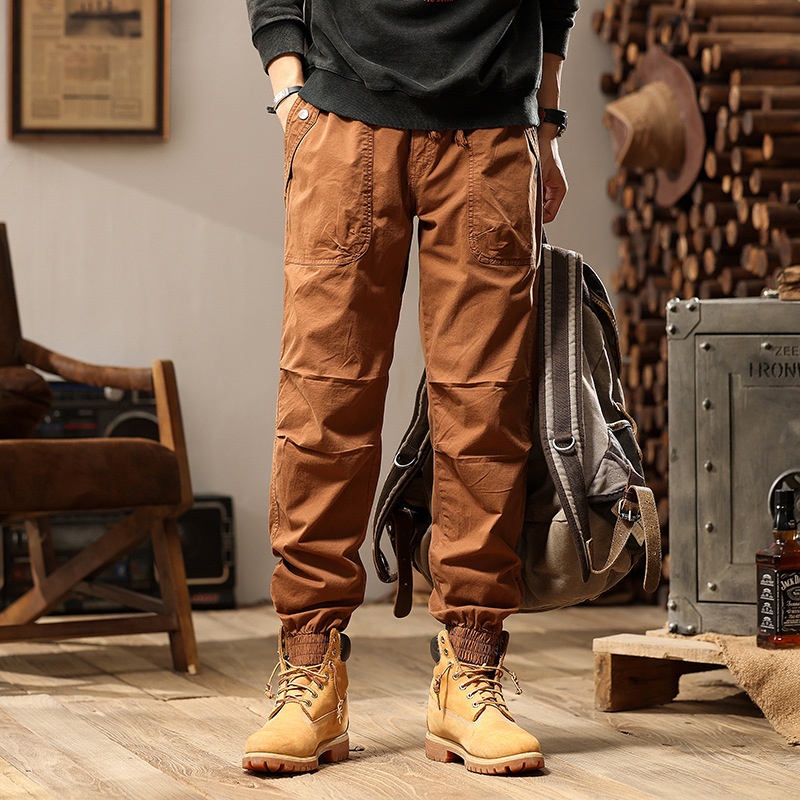 Pleated Multi-Pocket Stretch Fit Men's Cargo Pants for Casual Wear