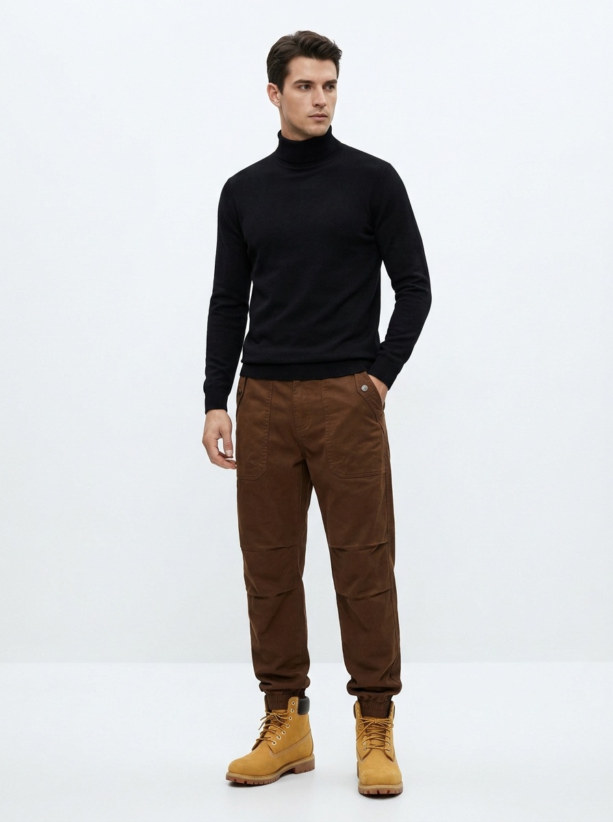 Pleated Multi-Pocket Stretch Fit Men's Cargo Pants for Casual Wear