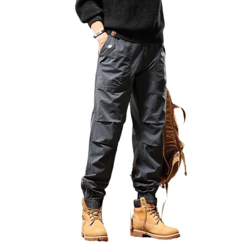 Pleated Multi-Pocket Stretch Fit Men's Cargo Pants for Casual Wear