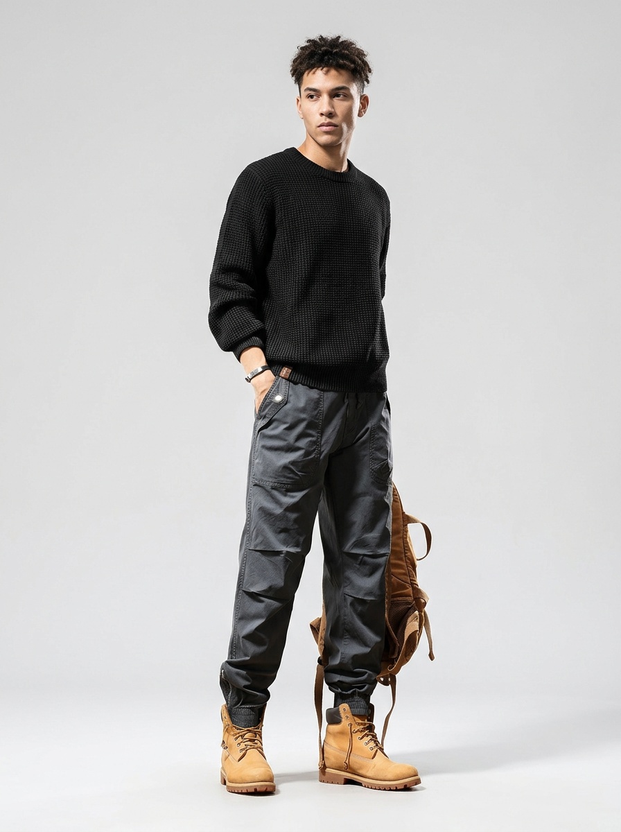 Pleated Multi-Pocket Stretch Fit Men's Cargo Pants for Casual Wear