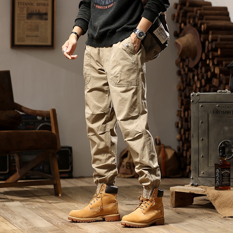 Pleated Multi-Pocket Stretch Fit Men's Cargo Pants for Casual Wear