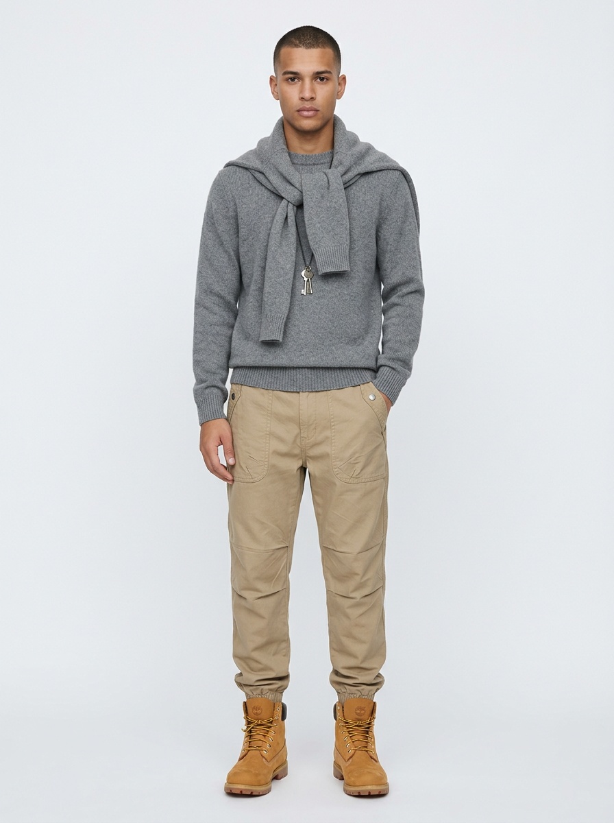 Pleated Multi-Pocket Stretch Fit Men's Cargo Pants for Casual Wear