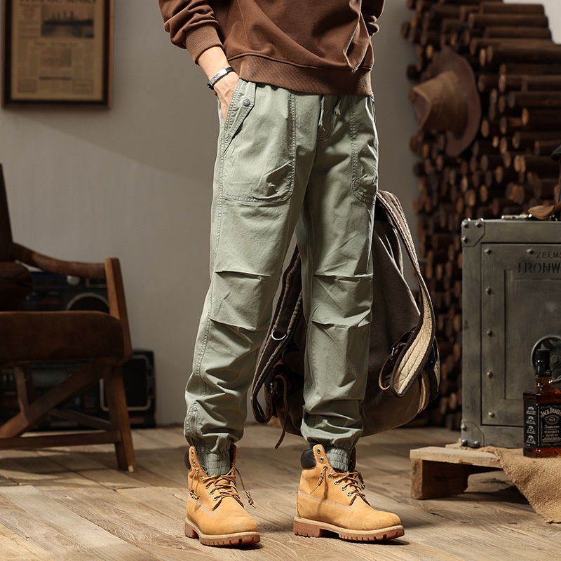 Pleated Multi-Pocket Stretch Fit Men's Cargo Pants for Casual Wear