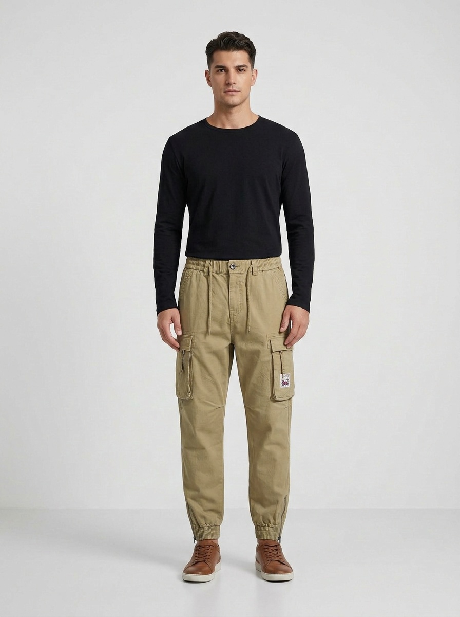 Cargohose für Herren mit Reißverschluss und Stretch-Passform für die Freizeit