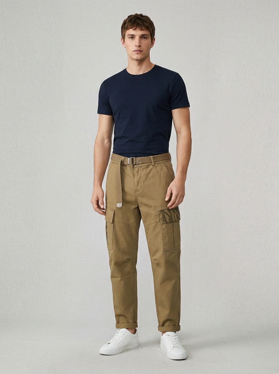 Straight Fit Multi-Pocket Men's Cargo Pants for Casual Winter Wear