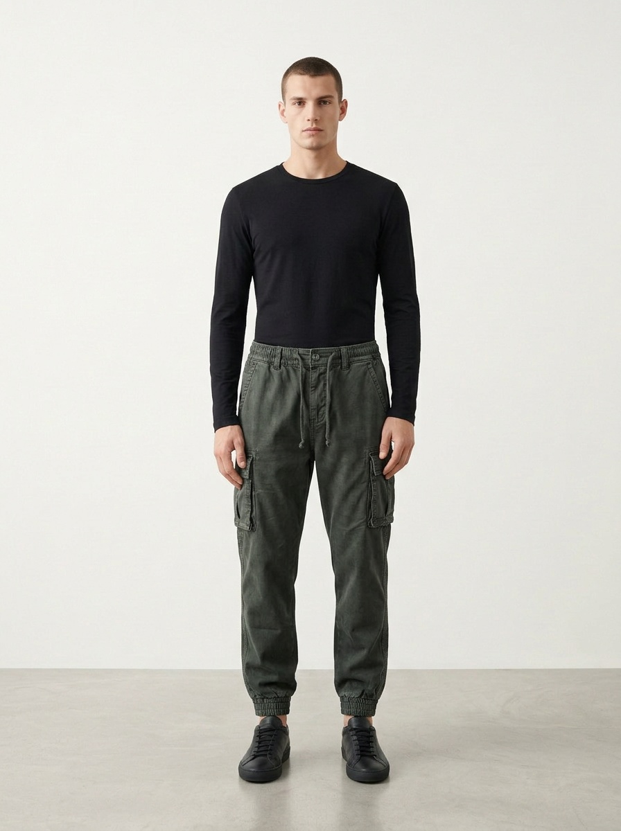 Slim Fit Thickened Men's Cargo Pants for Winter Casual Wear