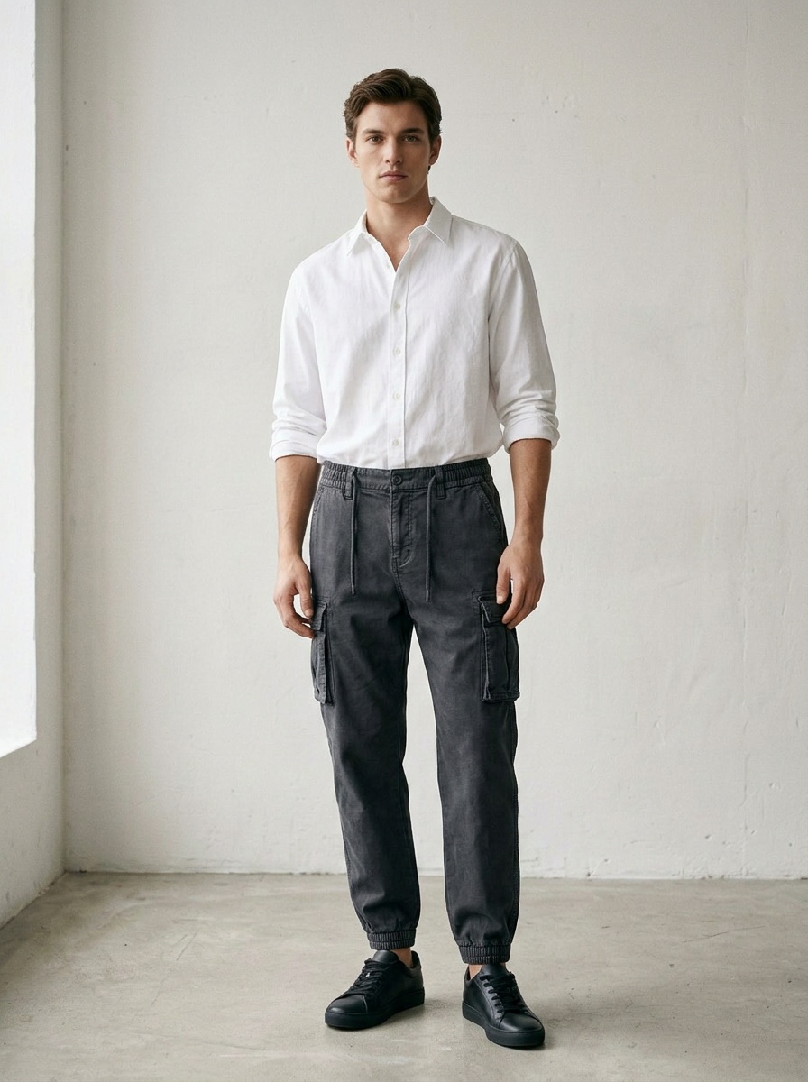 Slim Fit Thickened Men's Cargo Pants for Winter Casual Wear