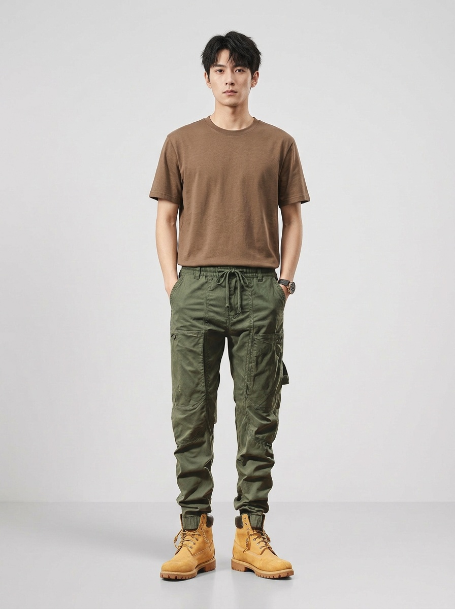 Tapered Stretch Fit Men's Cargo Pants for Lightweight Casual Wear