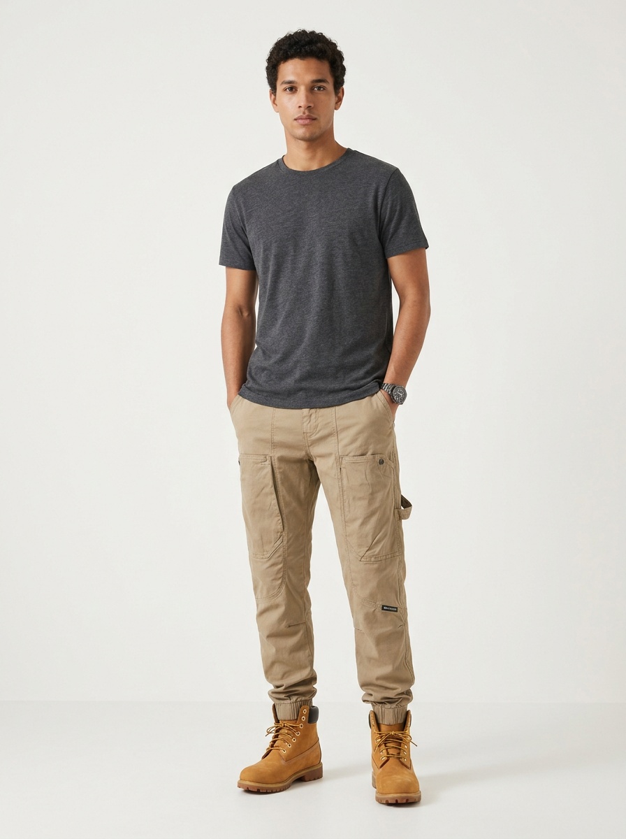 Tapered Stretch Fit Men's Cargo Pants for Lightweight Casual Wear