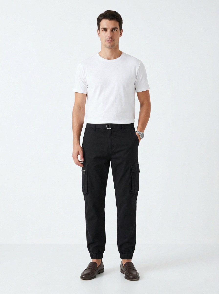 Classic Minimalist Stretch Men's Cargo Pants for Casual Outdoor Wear
