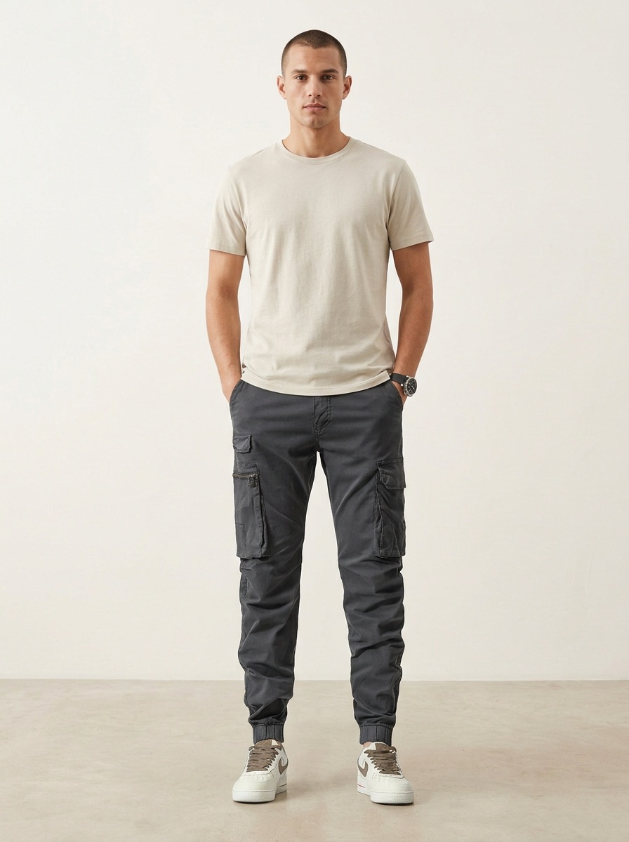 Classic Minimalist Stretch Men's Cargo Pants for Casual Outdoor Wear