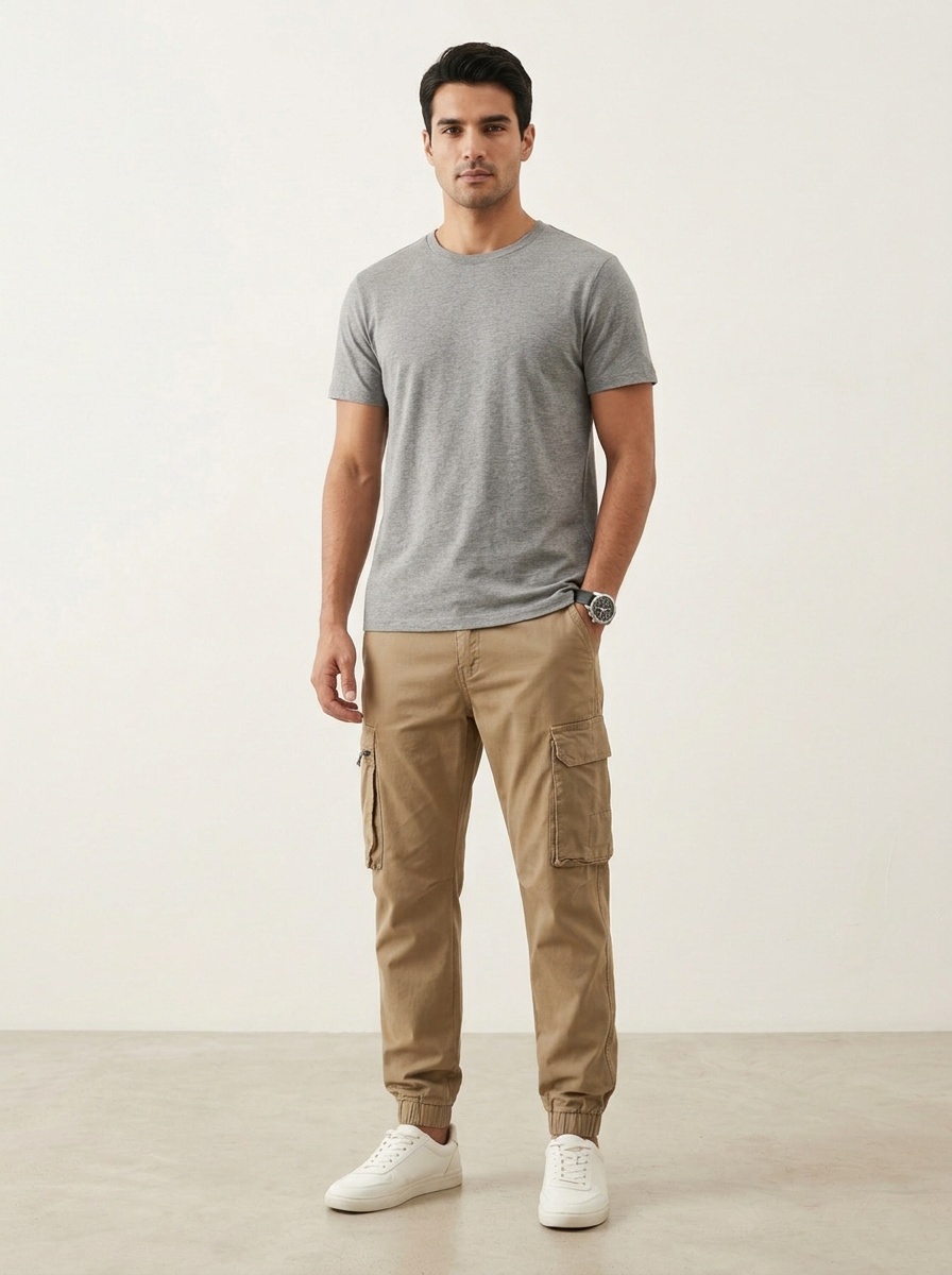 Classic Minimalist Stretch Men's Cargo Pants for Casual Outdoor Wear