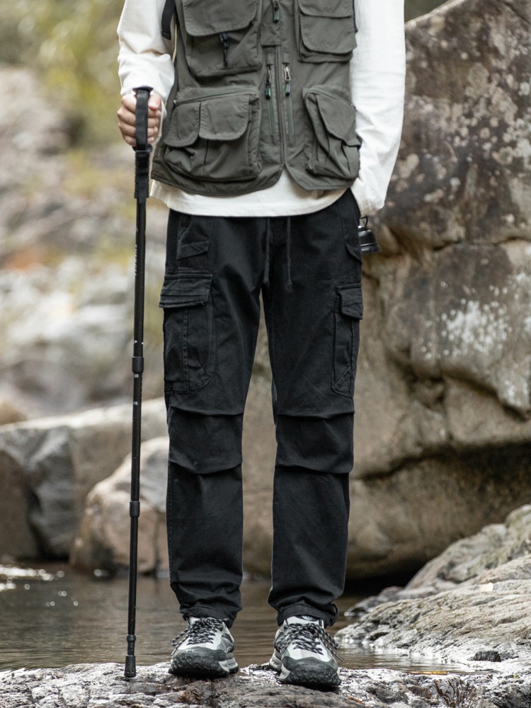 Functional Outdoor Stretch Men's Cargo Pants with Drawstring Hem