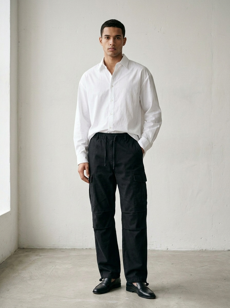 Functional Outdoor Stretch Men's Cargo Pants with Drawstring Hem