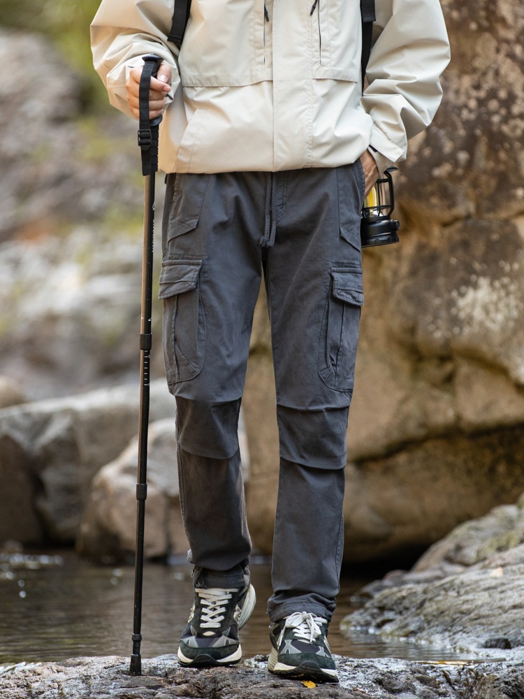 Functional Outdoor Stretch Men's Cargo Pants with Drawstring Hem