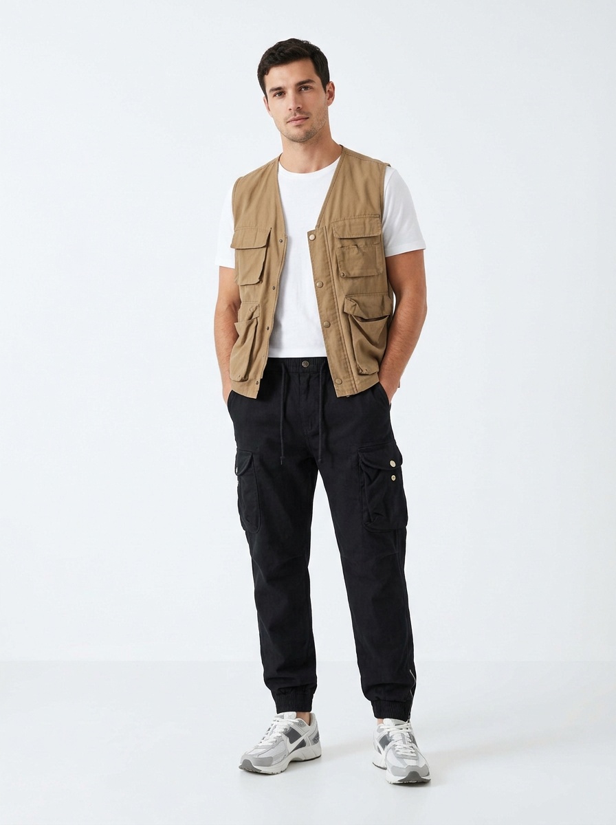 Functional Multi-Pocket Men's Cargo Pants for Outdoor Hiking and Casual Wear