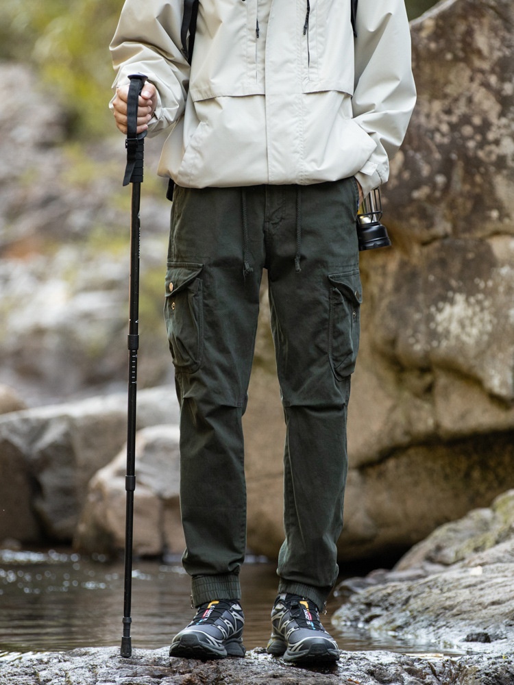 Functional Multi-Pocket Men's Cargo Pants for Outdoor Hiking and Casual Wear
