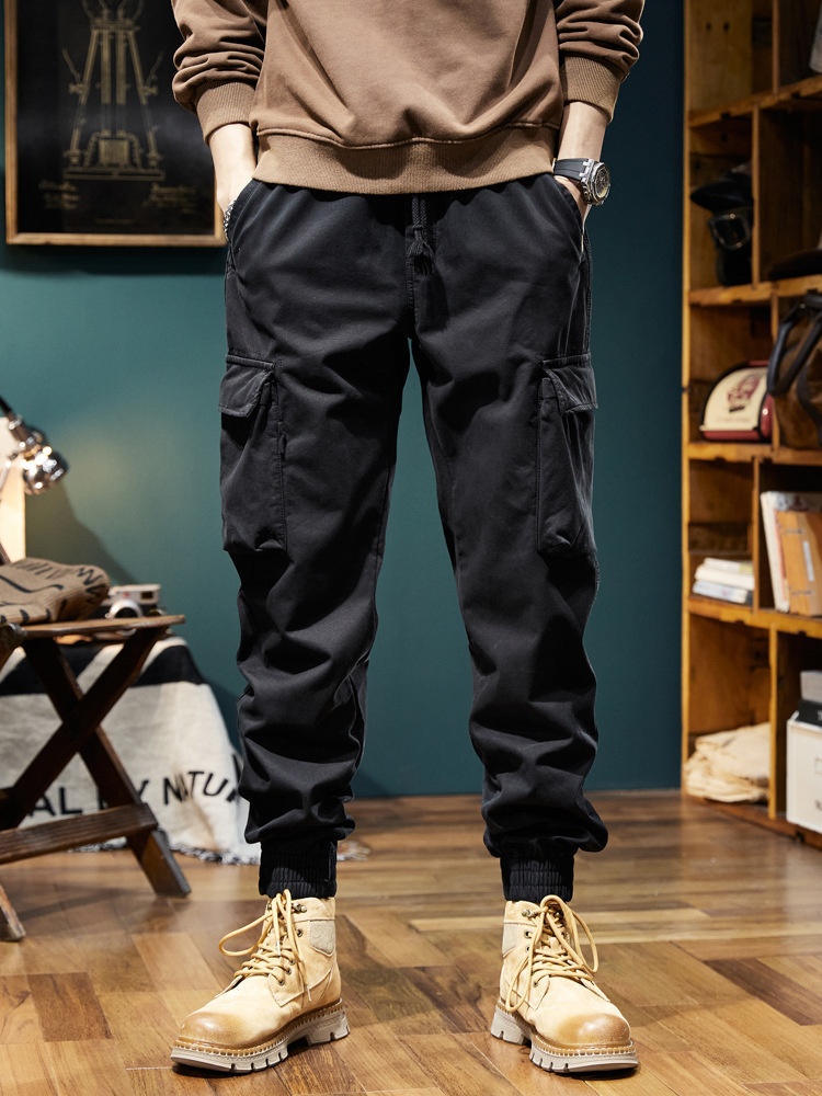 Loose Fit Thermal Cuffed Men's Cargo Pants for Outdoor Casual Winter Wear