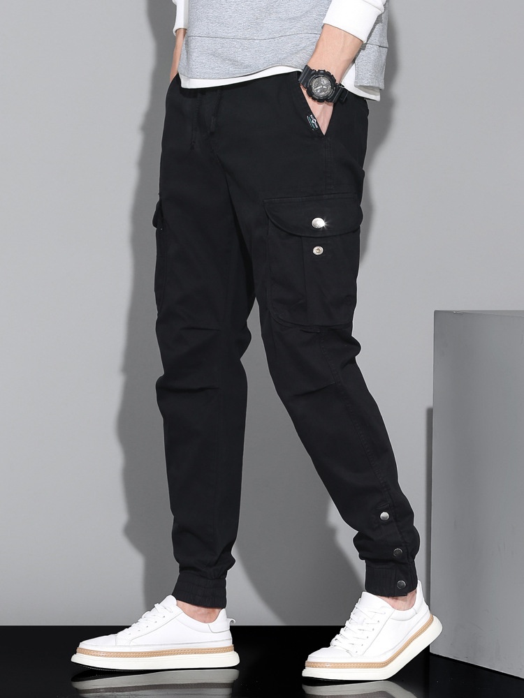 Minimalist Stretch Fit Cuffed Men's Cargo Pants for Outdoor Casual Wear