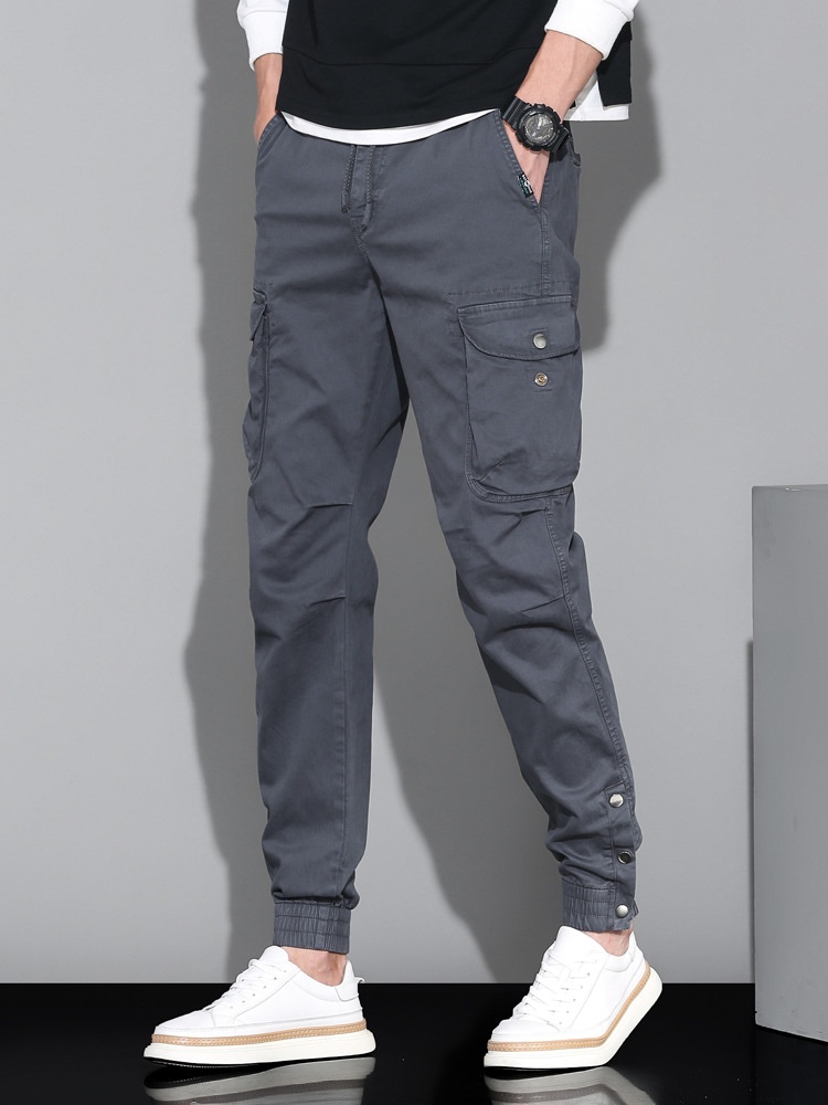 Minimalist Stretch Fit Cuffed Men's Cargo Pants for Outdoor Casual Wear