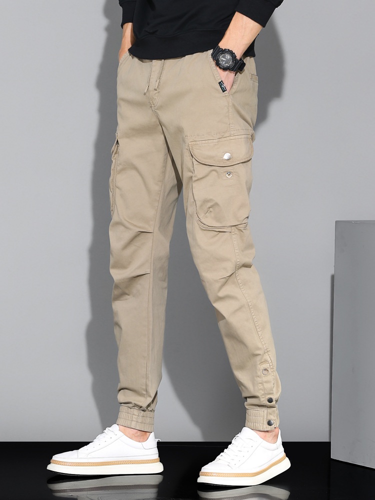 Minimalist Stretch Fit Cuffed Men's Cargo Pants for Outdoor Casual Wear